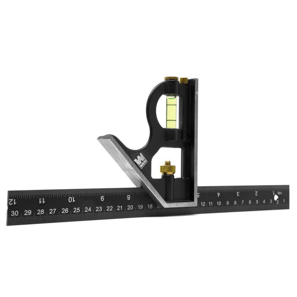 WEN 12 in. Aluminum Combination Square with Bubble Level