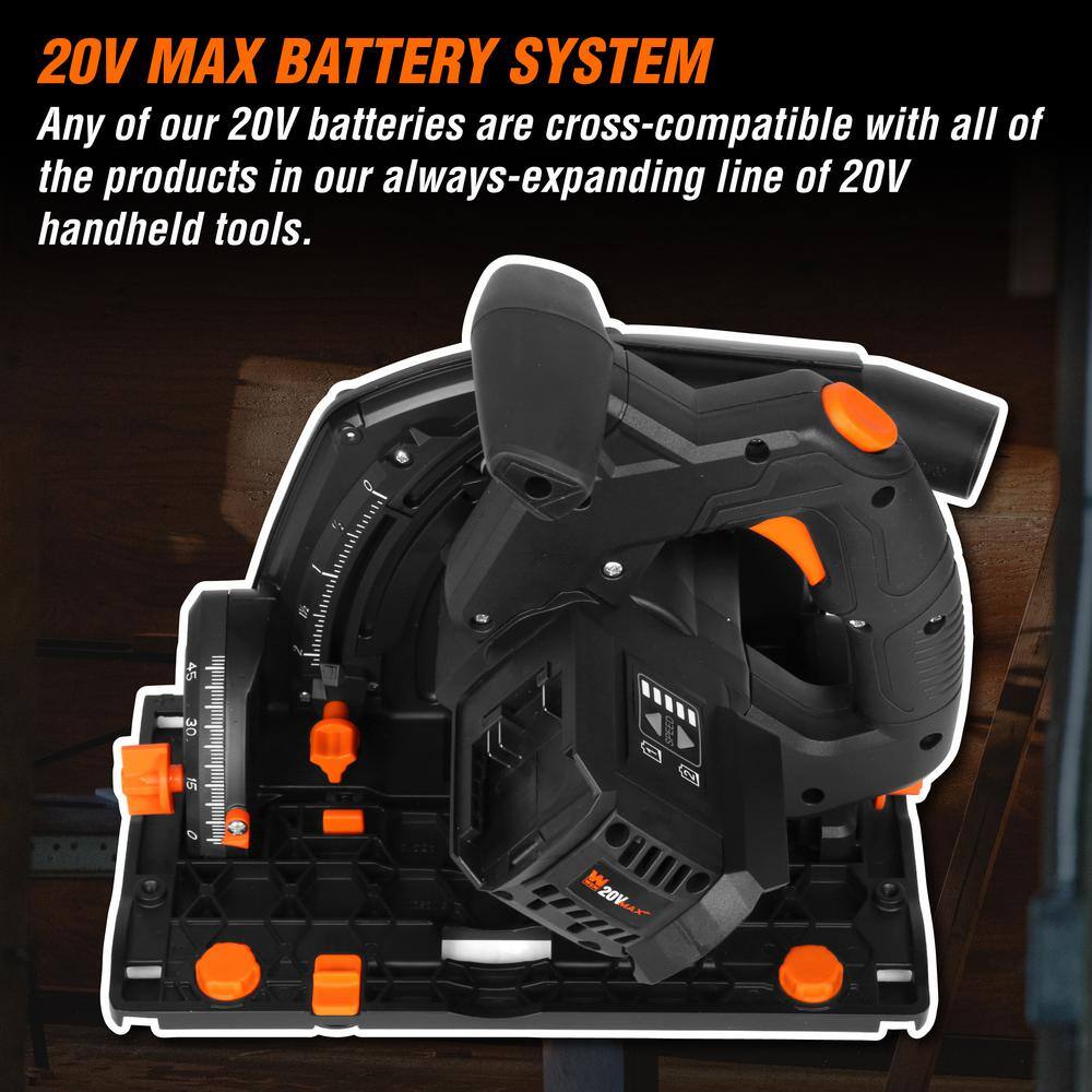 WEN 20-Volt Max 6.5 in. Cordless Brushless Plunge Cut Variable Speed Track Saw (Tool Only - Batteries Not Included)