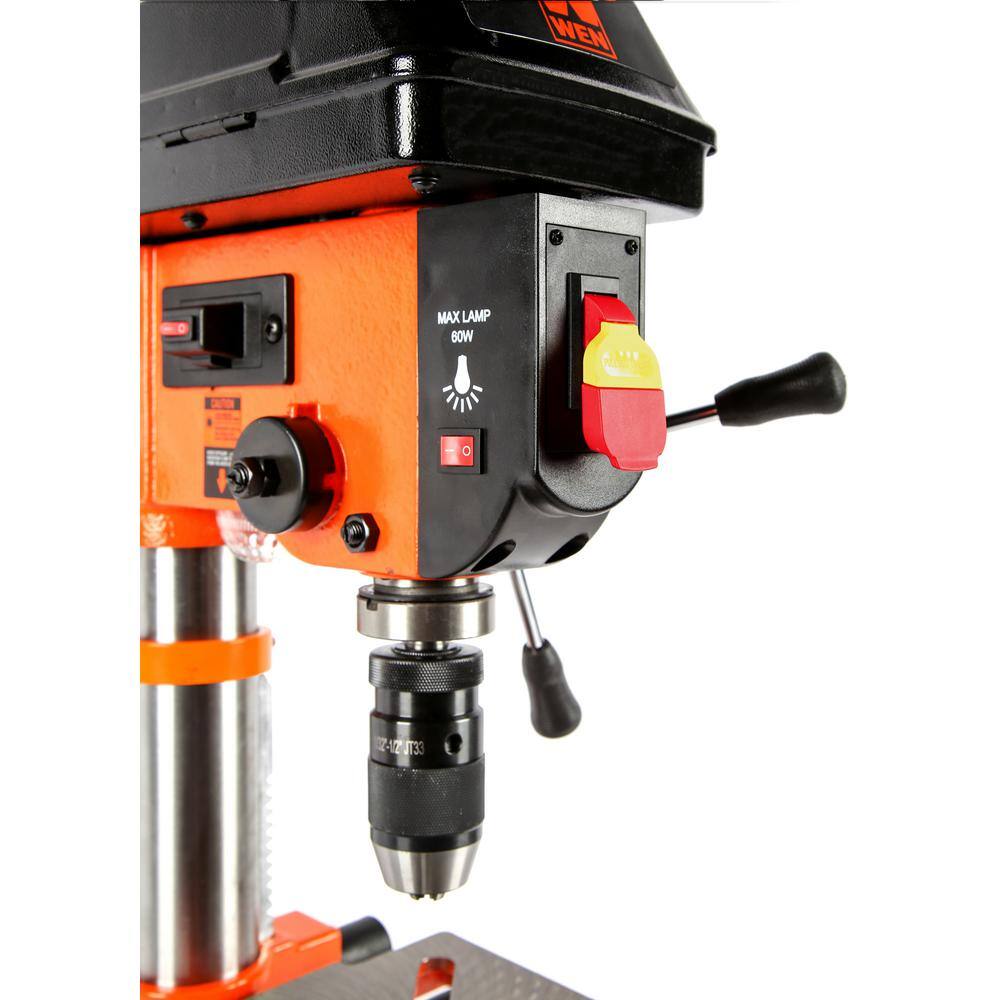 WEN 3.2 Amp 10 in. 5-Speed Cast Iron Benchtop Drill Press with Laser and 1/2 in. Keyless Chuck