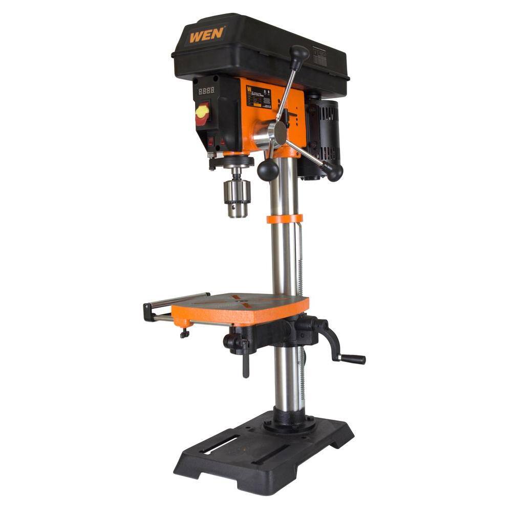 WEN 5-Amp 12 in. Variable Speed Cast Iron Benchtop Drill Press with Laser, Work Light, and 5/8 in. Chuck Capacity