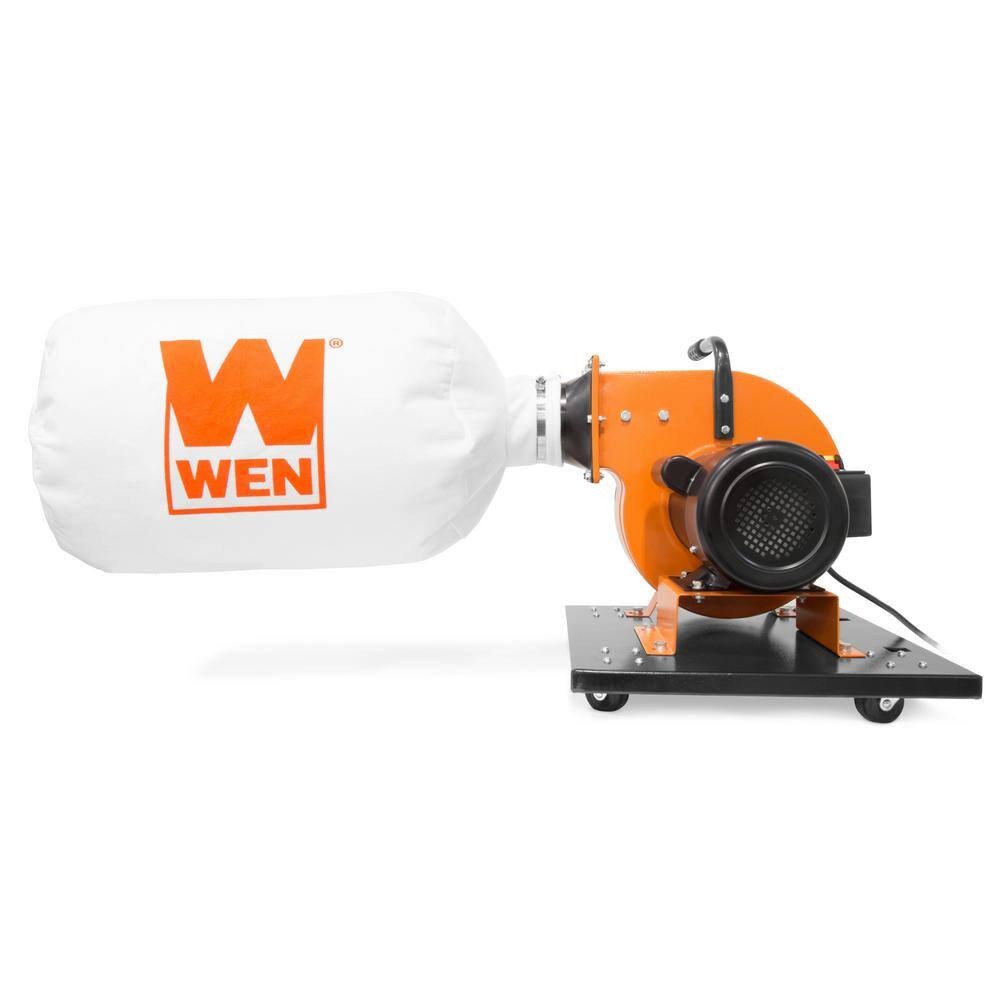 WEN 7.4 Amp Rolling Dust Collector with Induction Motor, 15 Gal. Bag and Optional Wall Mount