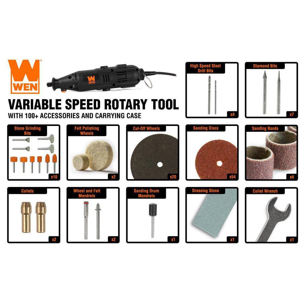 WEN 1 Amp Variable Speed Rotary Tool with 100 Plus Accessories