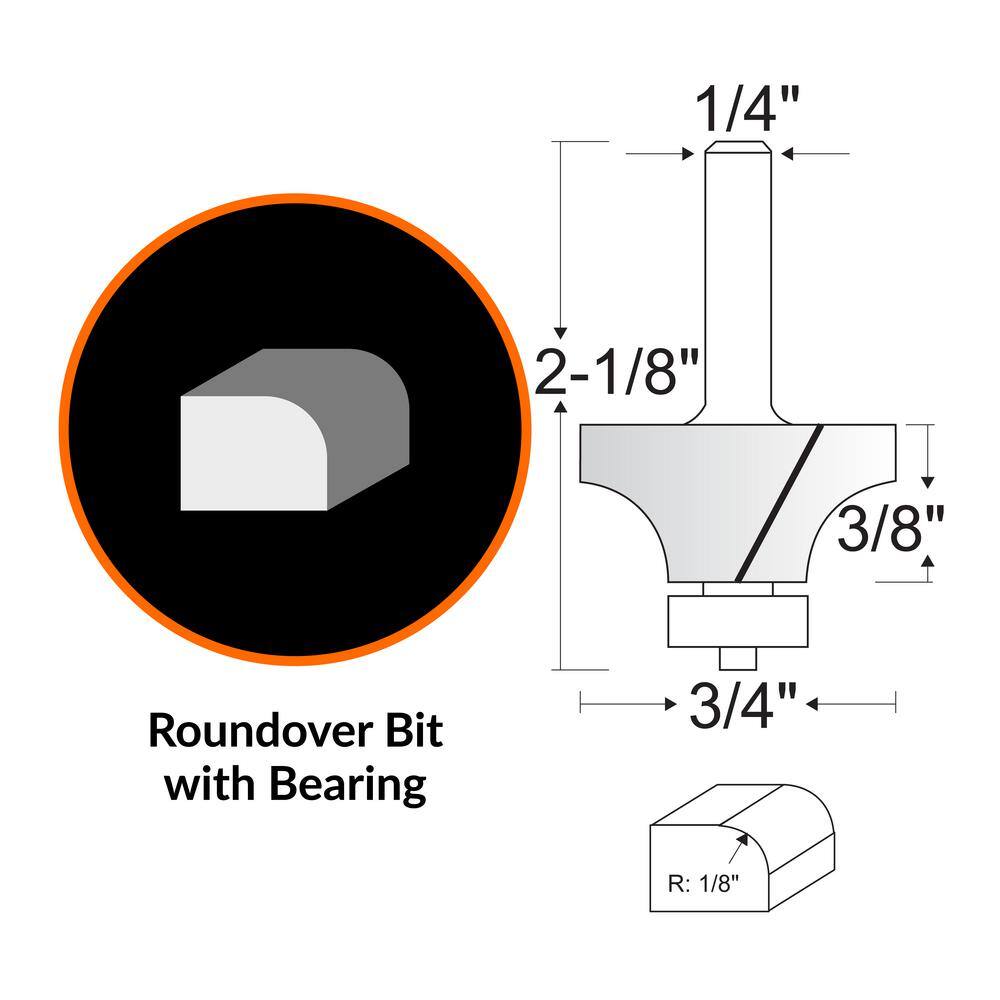 WEN  Heat-Treated Multi-Profile Carbide Tipped Router Bit Set (3-Piece)