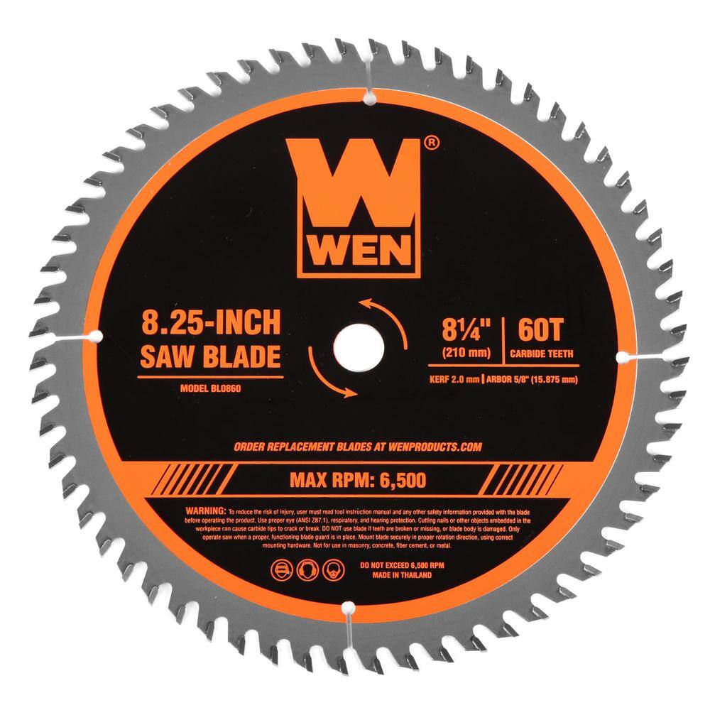 WEN 8.25 in. 60-Tooth Fine-Finish Carbide-Tipped Circular Saw Blade