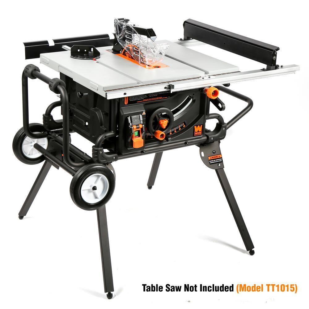 WEN 31 in. x 41 in. Rolling Mobile Table Saw Stand for 10 in. Industrial Benchtop Jobsite Table Saws