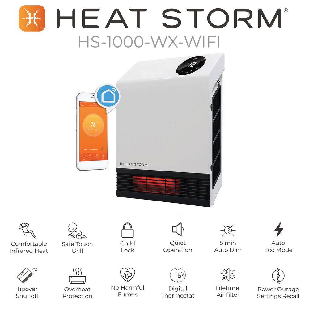 Heat Storm 1,000-Watt Electric Deluxe Wall Unit Infrared Space Heater