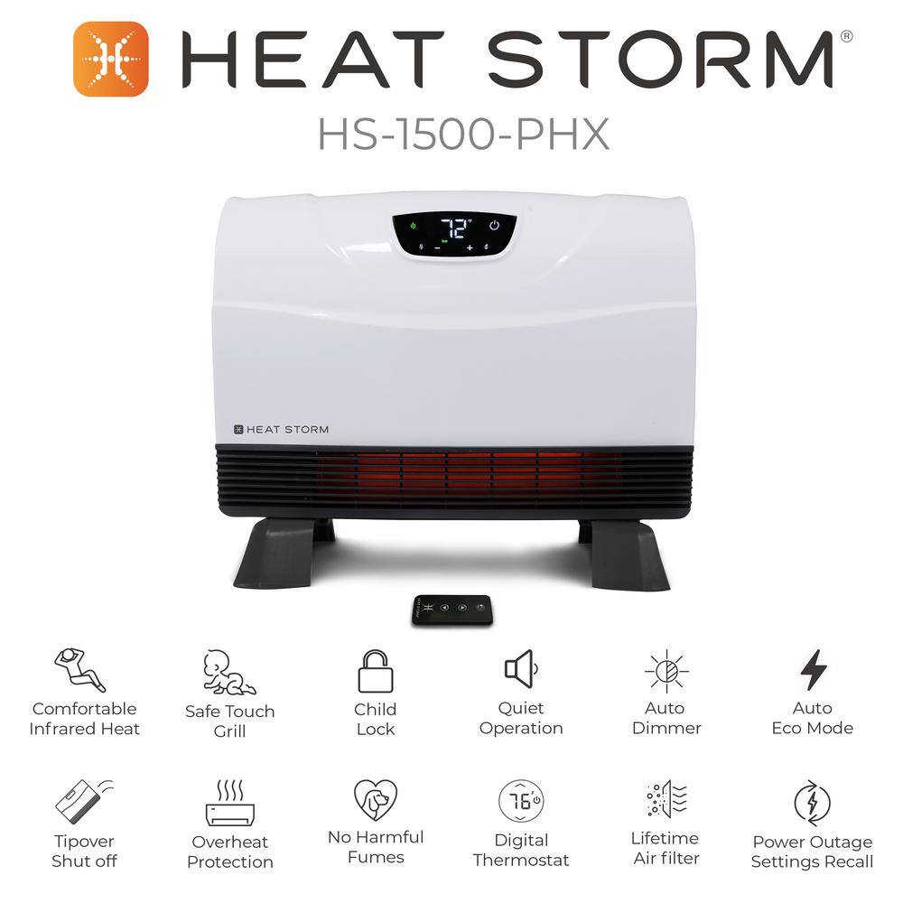 Heat Storm Phoenix Floor to Wall Unit 1,500-Watt Infrared Quartz Portable Heater with Built-In Thermostat and Over Heat Sensor