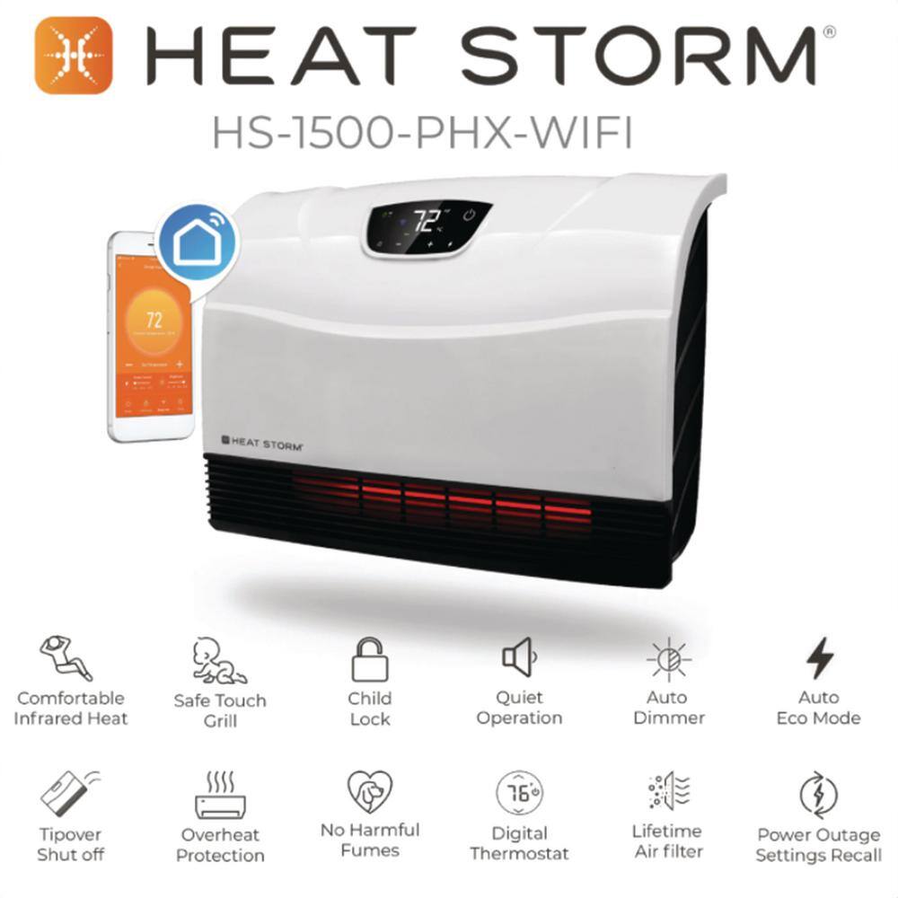 Heat Storm 1,500-Watt Wi-Fi Smart Heater Deluxe Indoor Wall Mount Infrared Heater