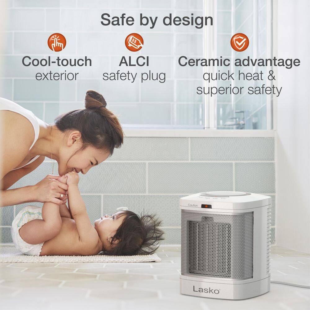 Lasko 1500-Watt 7.65 in. Electric Bathroom Ceramic Space Heater with Fan and ALCI Safety Plug