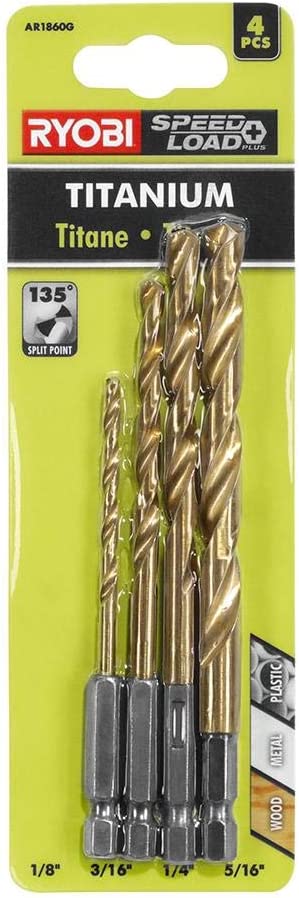 RYOBI  SpeedLoad+ Titanium 4-Piece Hex Shank Pilot Drill Bit Set